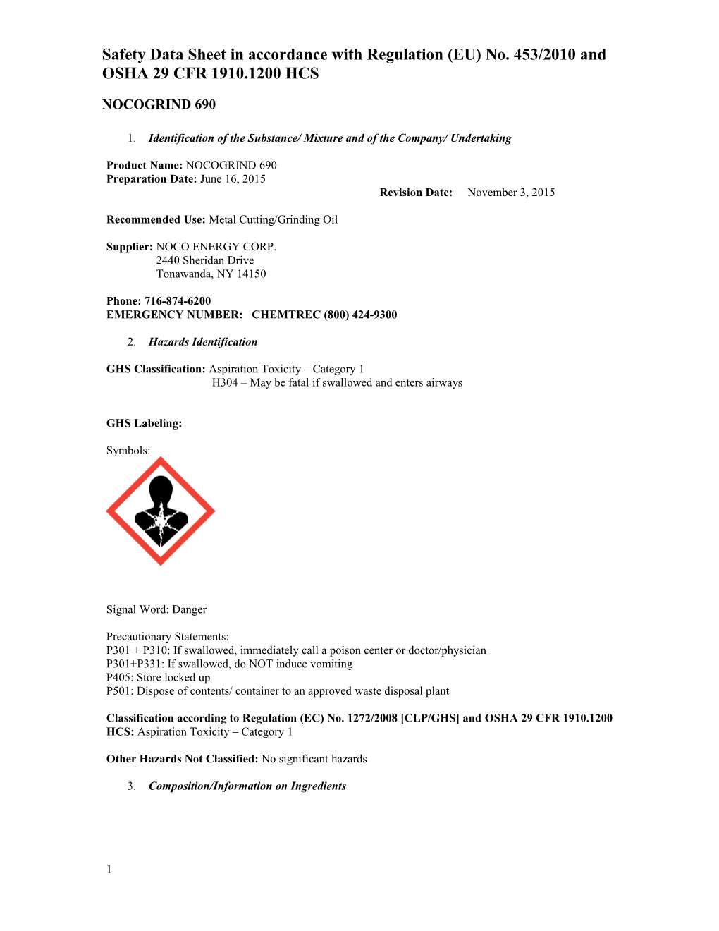 1. Identification of the Substance/ Mixture and of the Company/ Undertaking s2