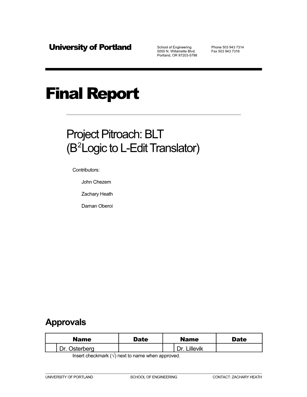 Project Plan Rev. 0.1 Page Ii