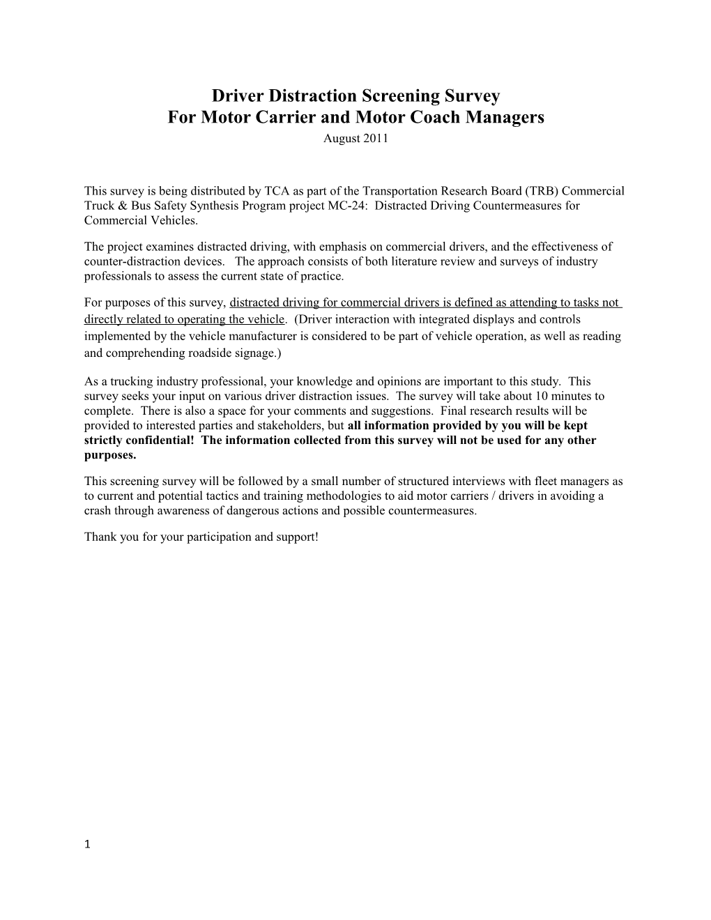 For Motor Carrier and Motor Coach Managers