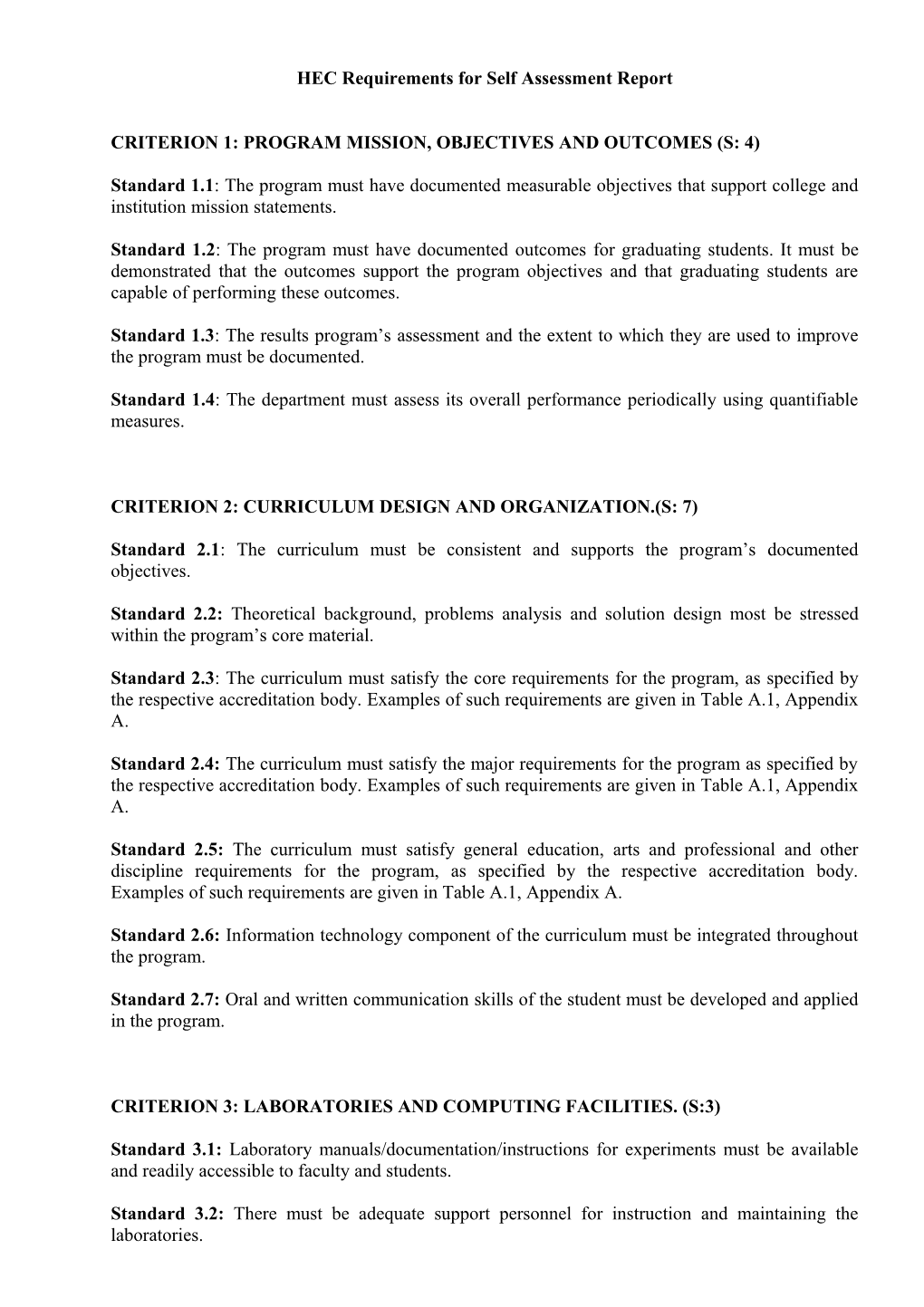 Criterion 1: Program Mission, Objectives and Outcomes