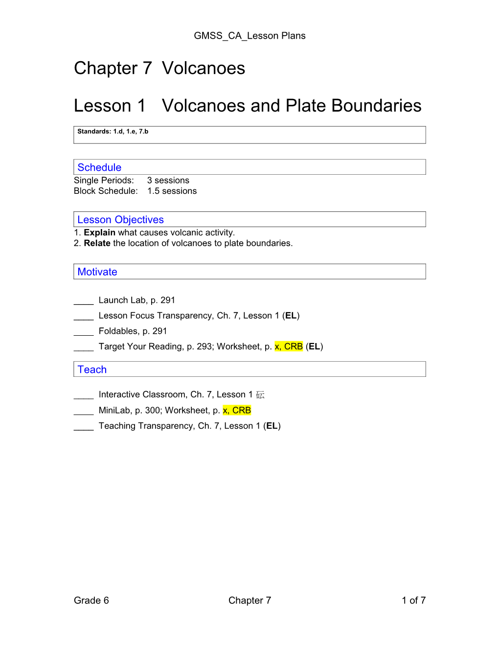 Lesson 1Volcanoes and Plate Boundaries