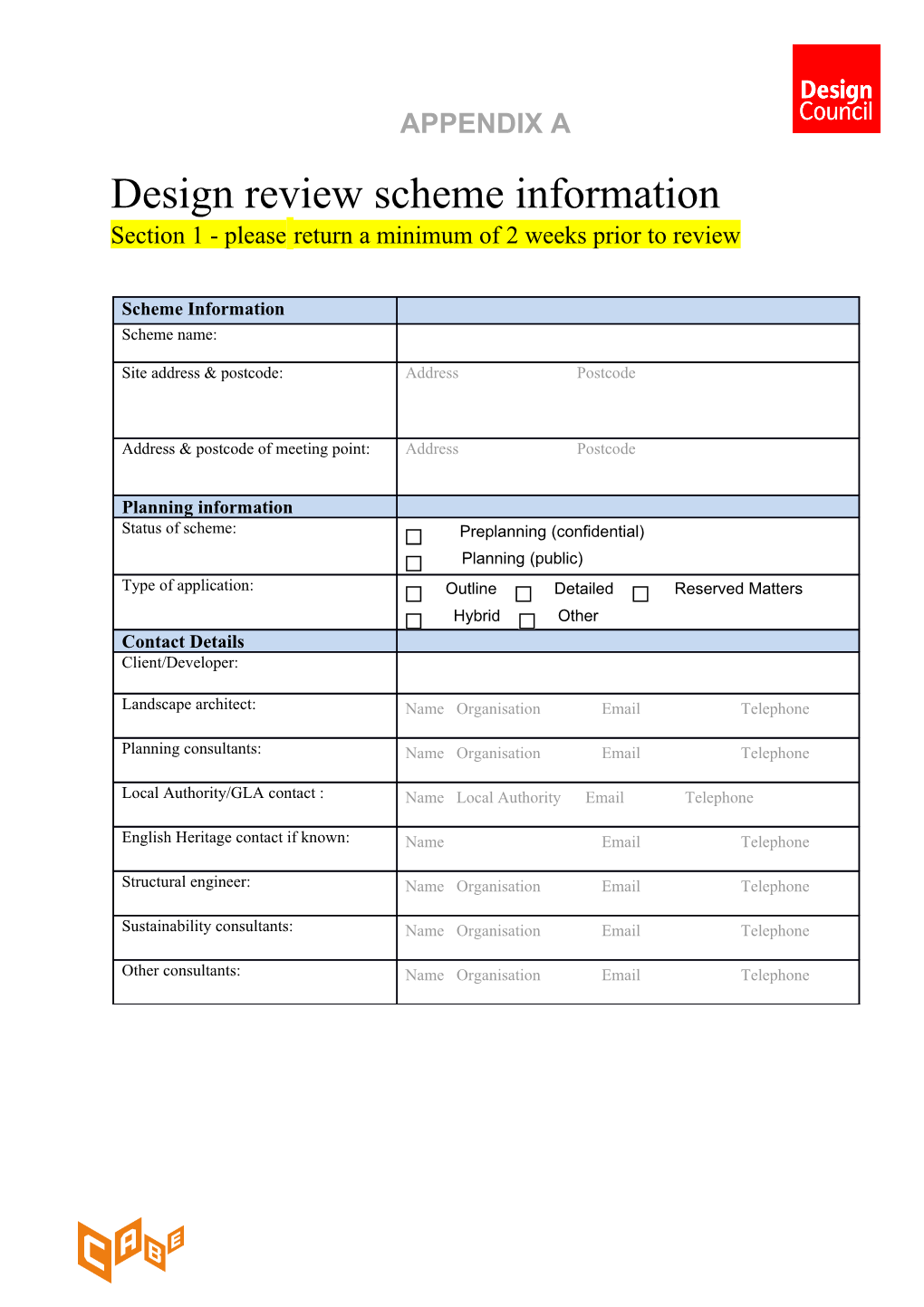 Design Review Scheme Information