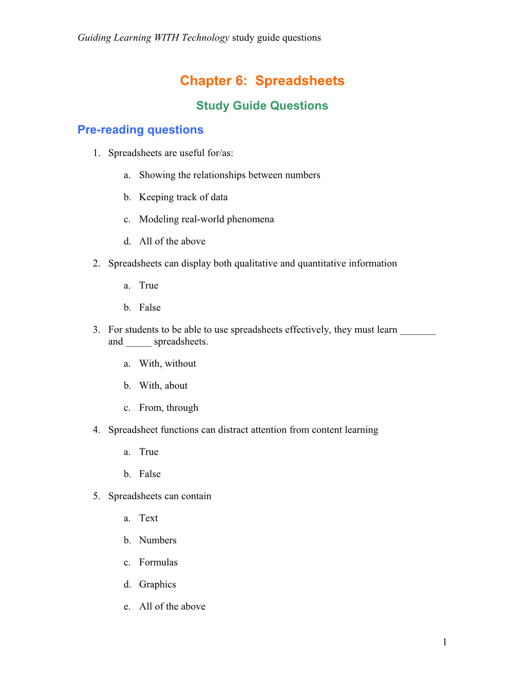 Guiding Learning with Technology Study Guide Questions