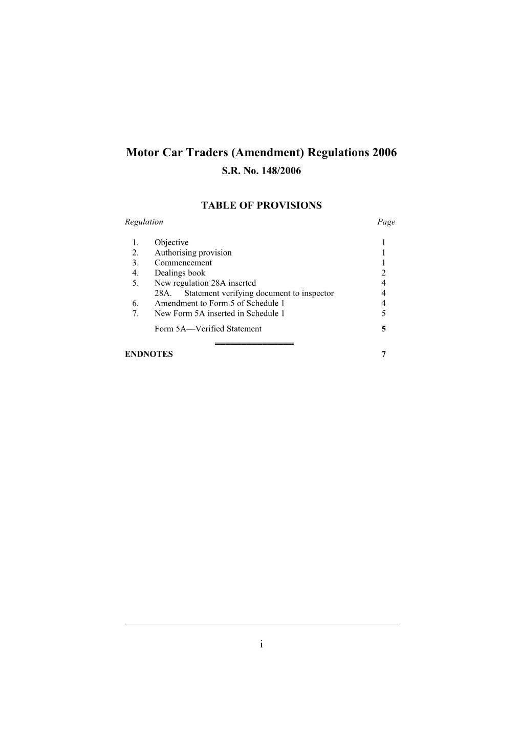 Motor Car Traders (Amendment) Regulations 2006