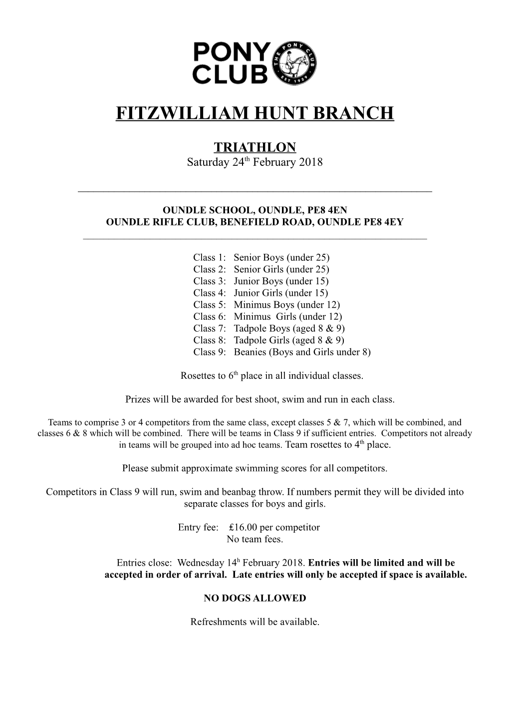 Oundle Rifle Club, Benefield Road, Oundle Pe8 4Ey