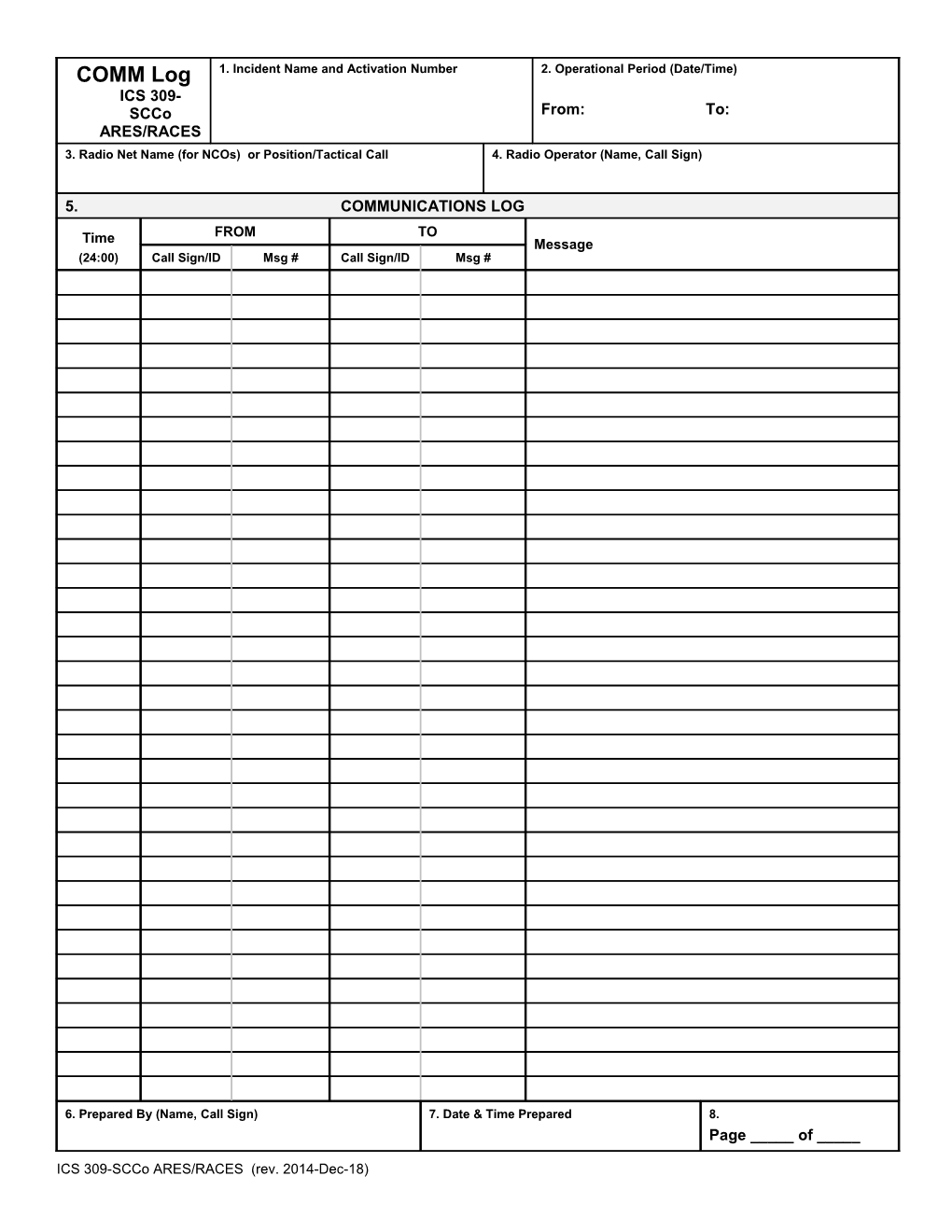 Ics 214 Unit Log