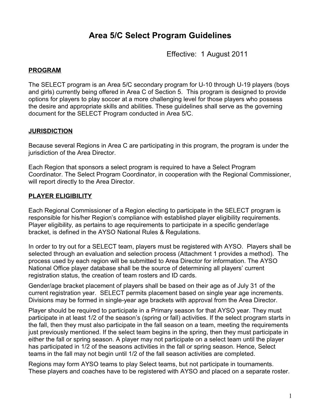 Ayso Plus Guidelines Fall 2004