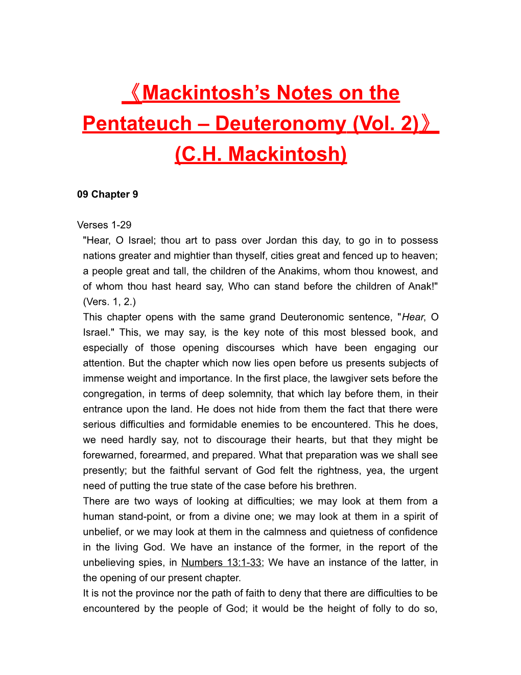 Mackintosh S Notes on the Pentateuch Deuteronomy (Vol. 2) (C.H. Mackintosh)