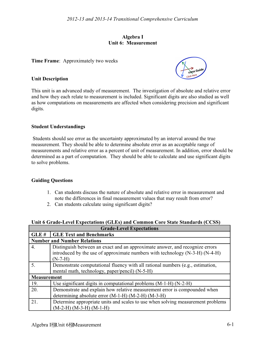 2012-13 and 2013-14 Transitional Comprehensive Curriculum s1