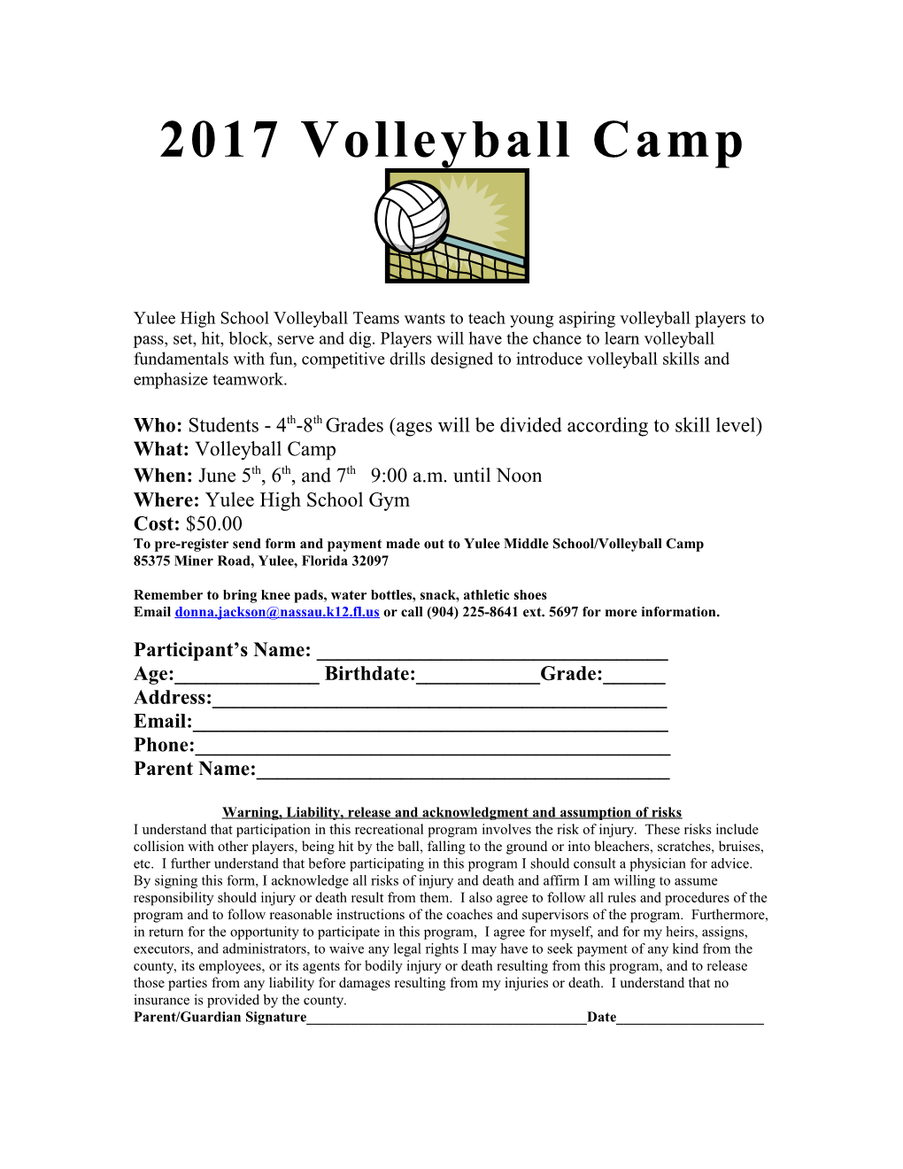 2017 Volleyball Camp