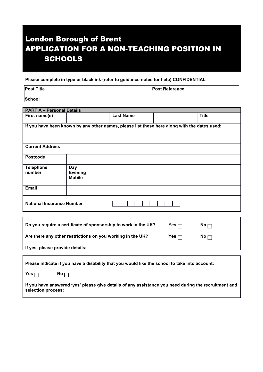 Application for a Teaching Appointment