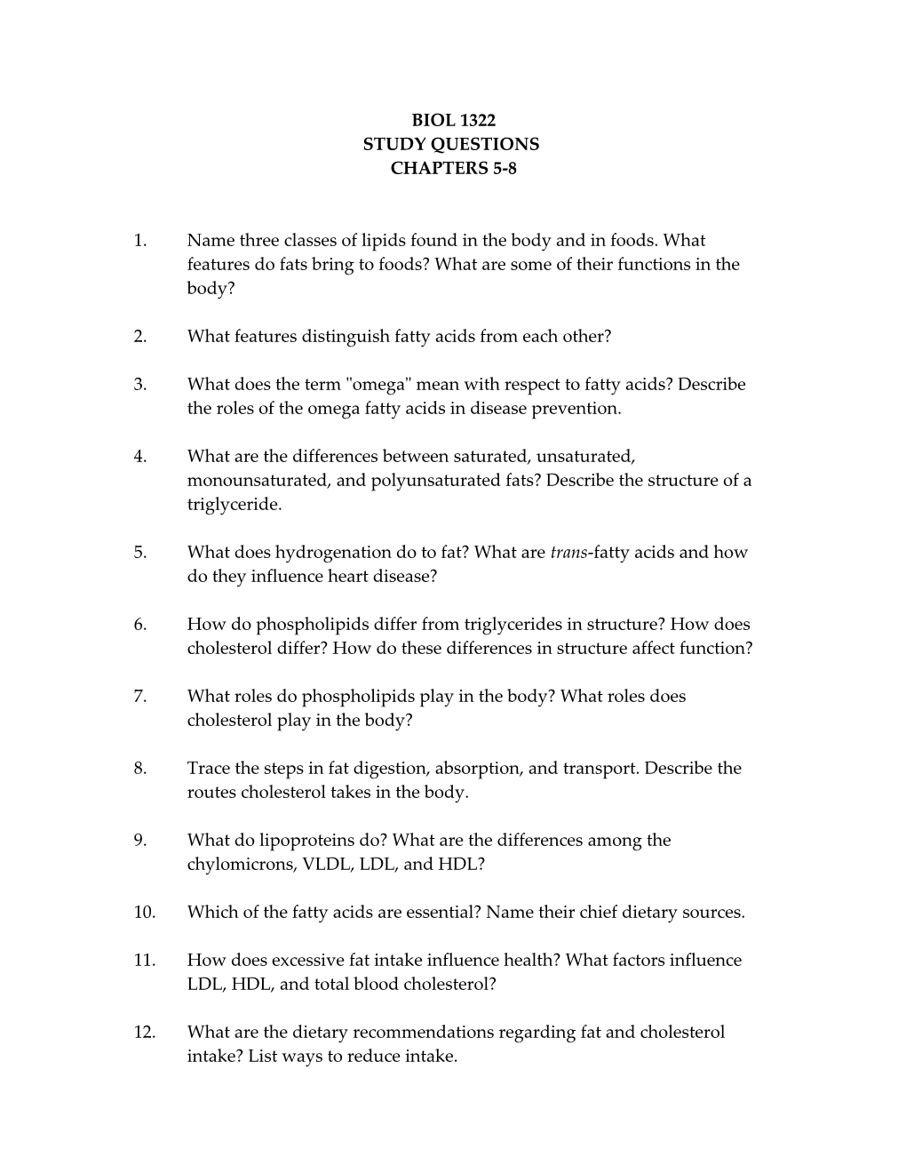 2. What Features Distinguish Fatty Acids from Each Other?