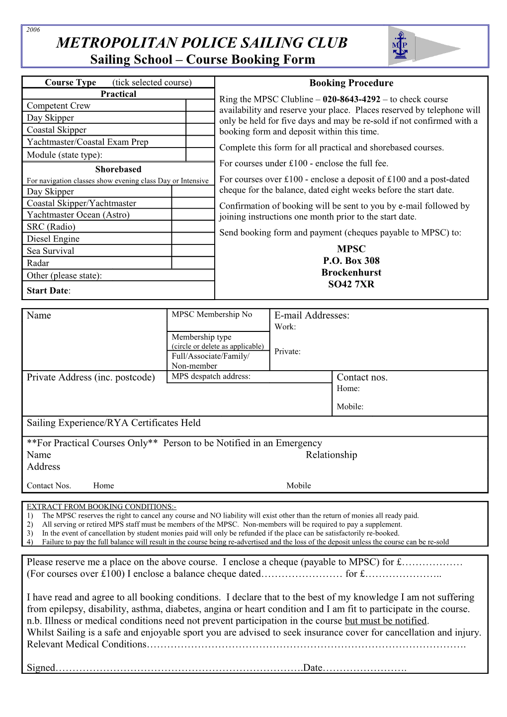 Booking Procedure