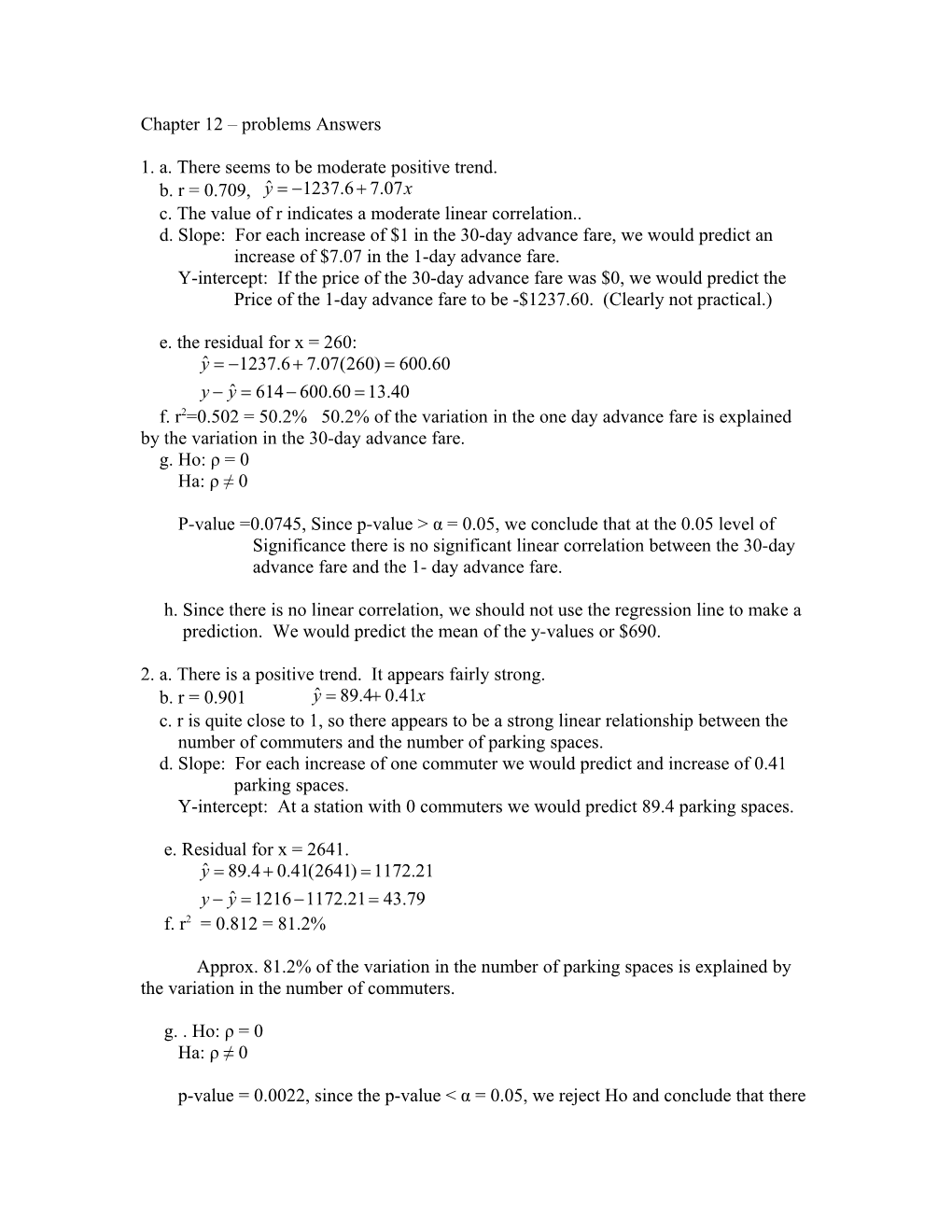 Chapter 12 Problems Answers