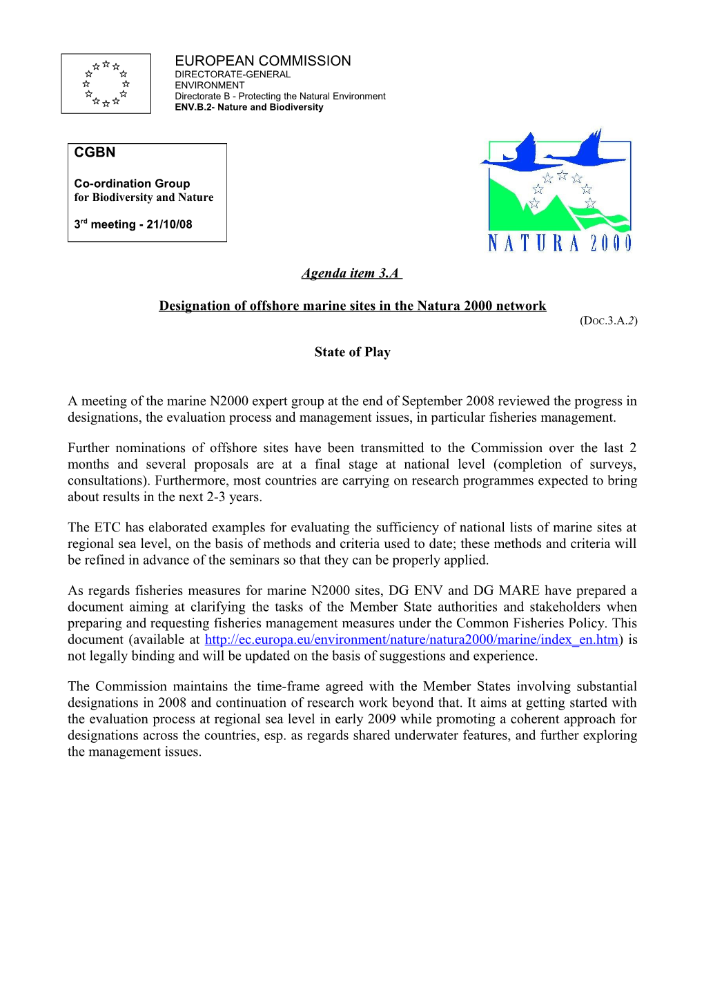 Designation of Offshore Marine Sites in the Natura 2000 Network