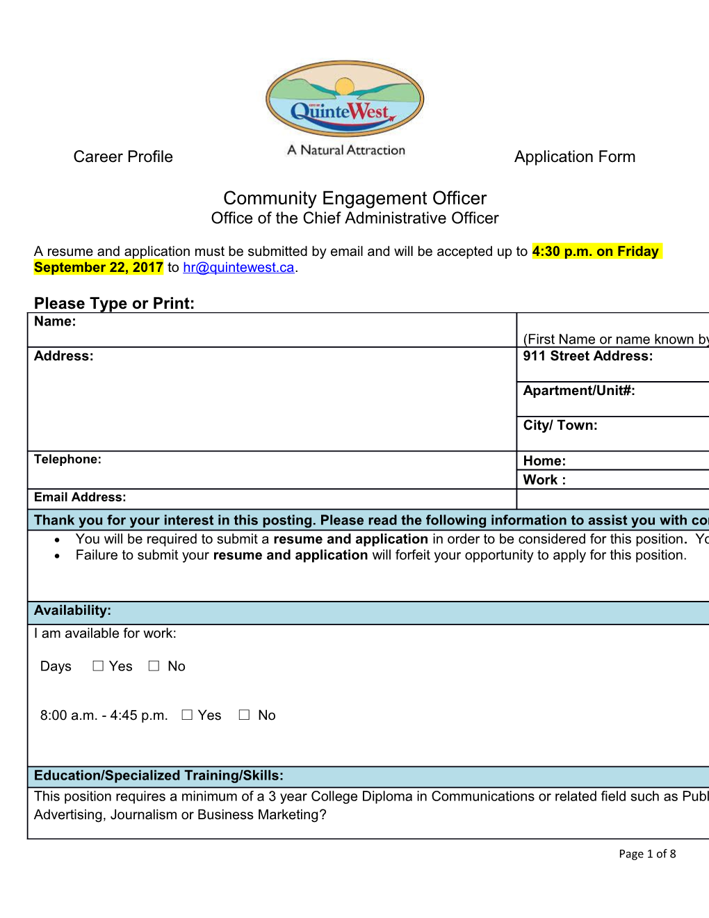Career Profile Application Form s1