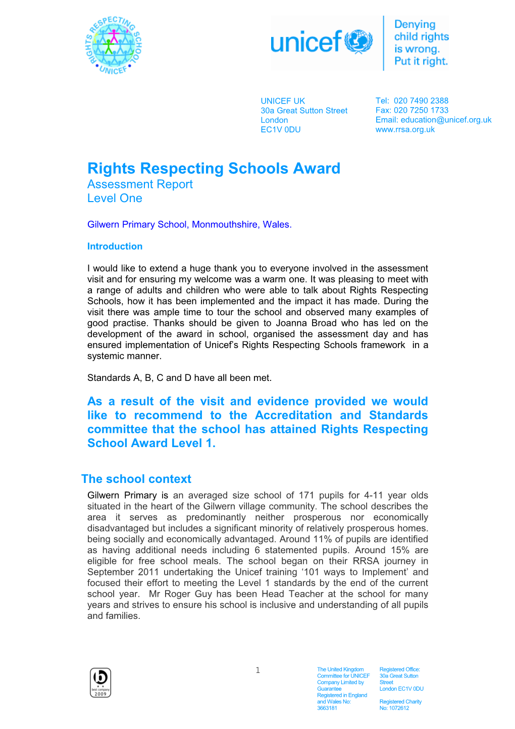 Rights Respecting Schools Award