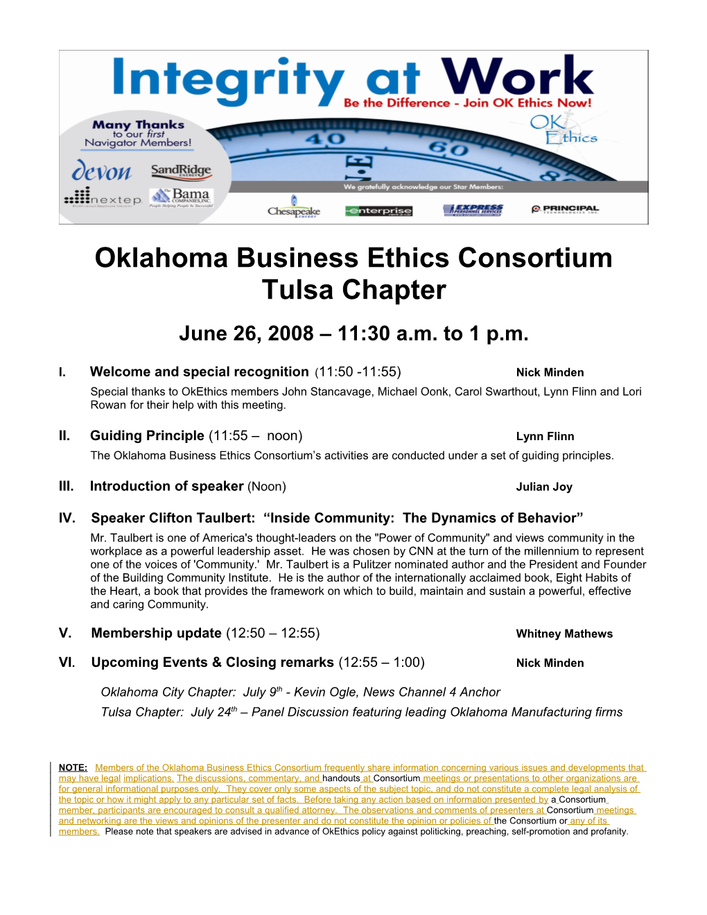 Oklahoma Business Ethics Consortium