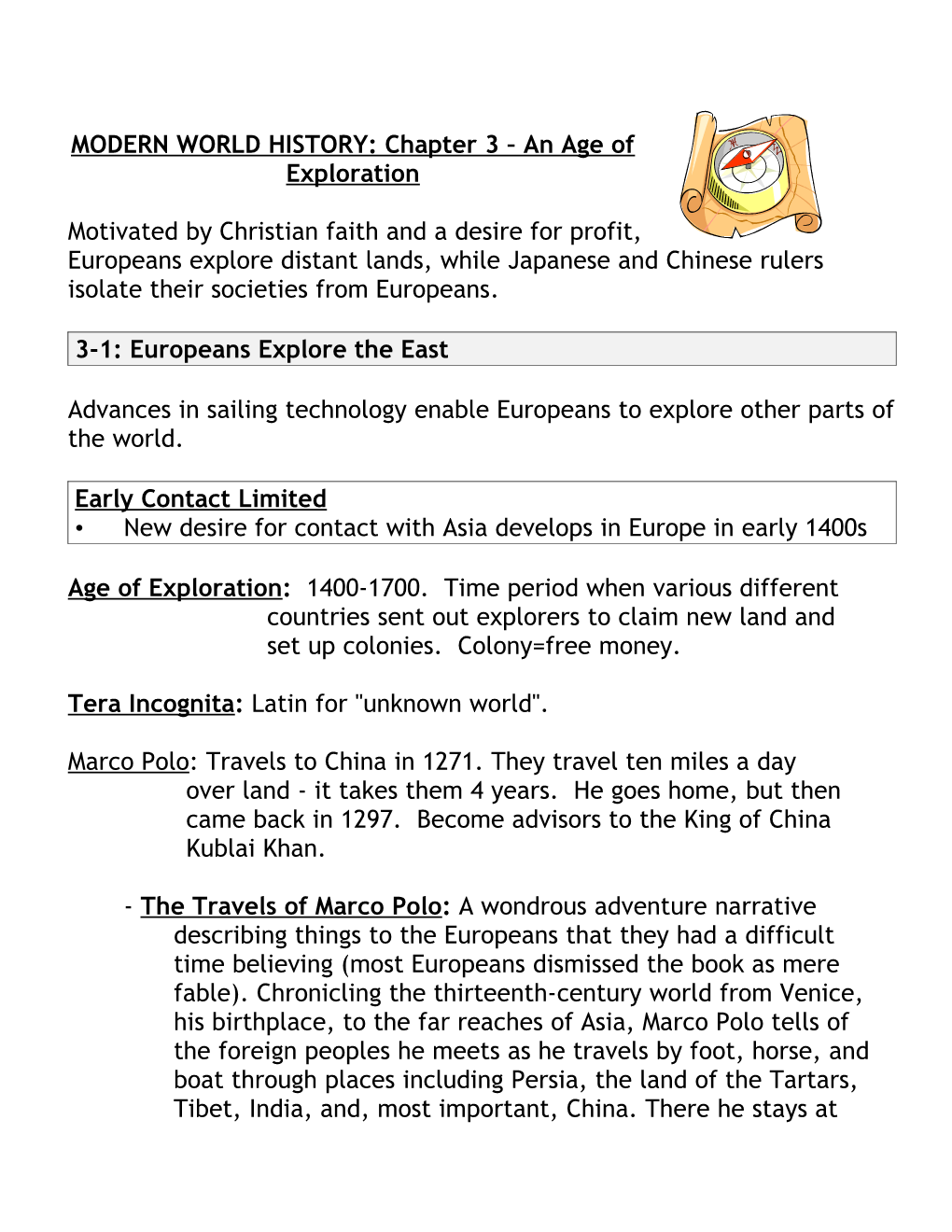 MODERN WORLD HISTORY: Chapter 3 an Age of Exploration