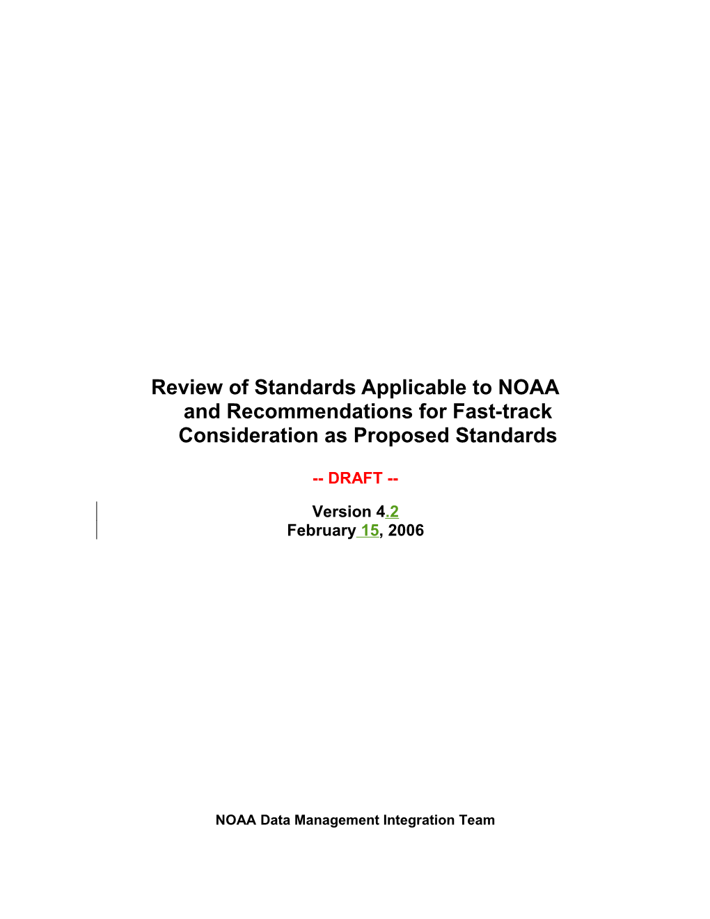 NOAA Standards White Paper