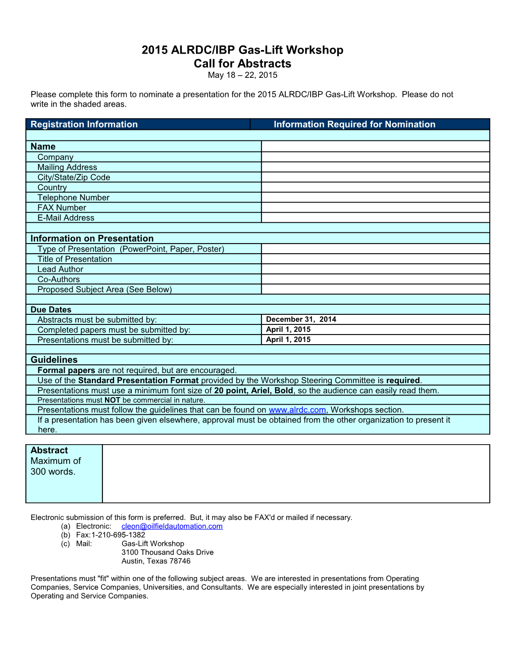 2015ALRDC/IBP Gas-Lift Workshop