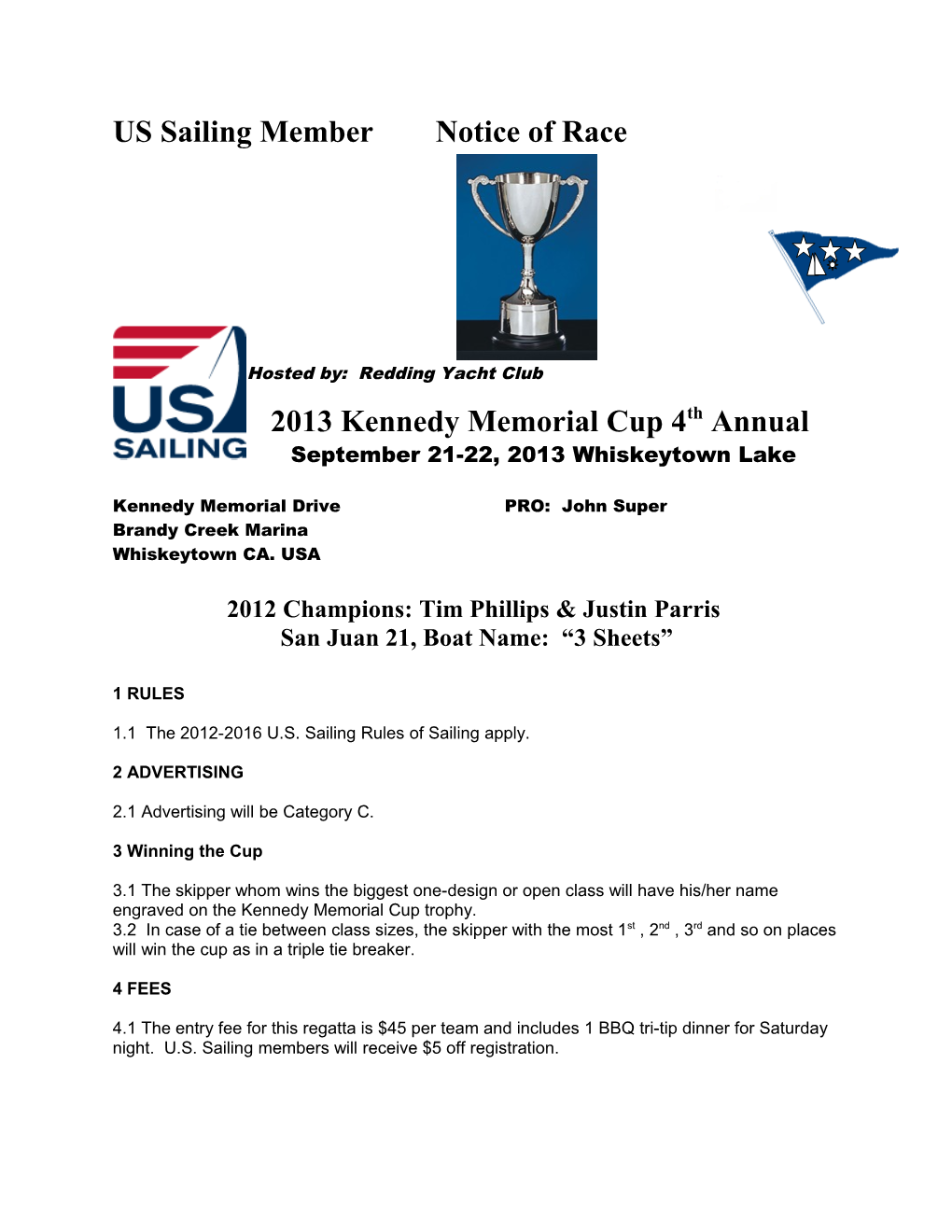 US Sailing Member Notice of Race