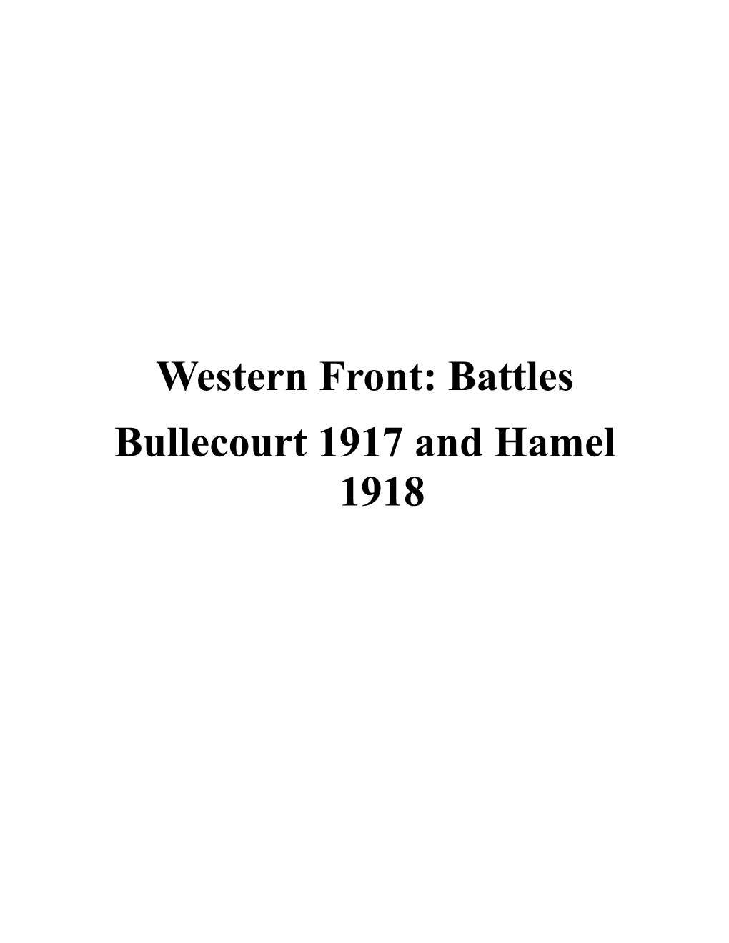 Western Front: Battles