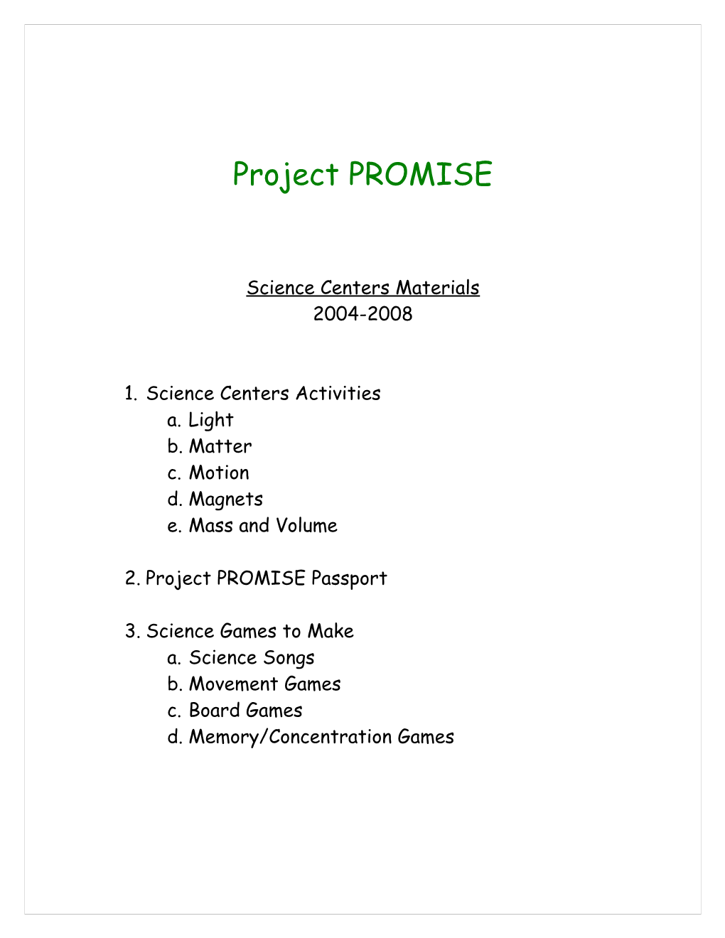 Project PROMISE