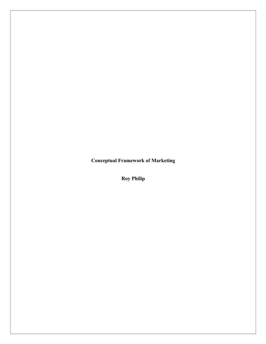 Conceptual Foundations of Marketing