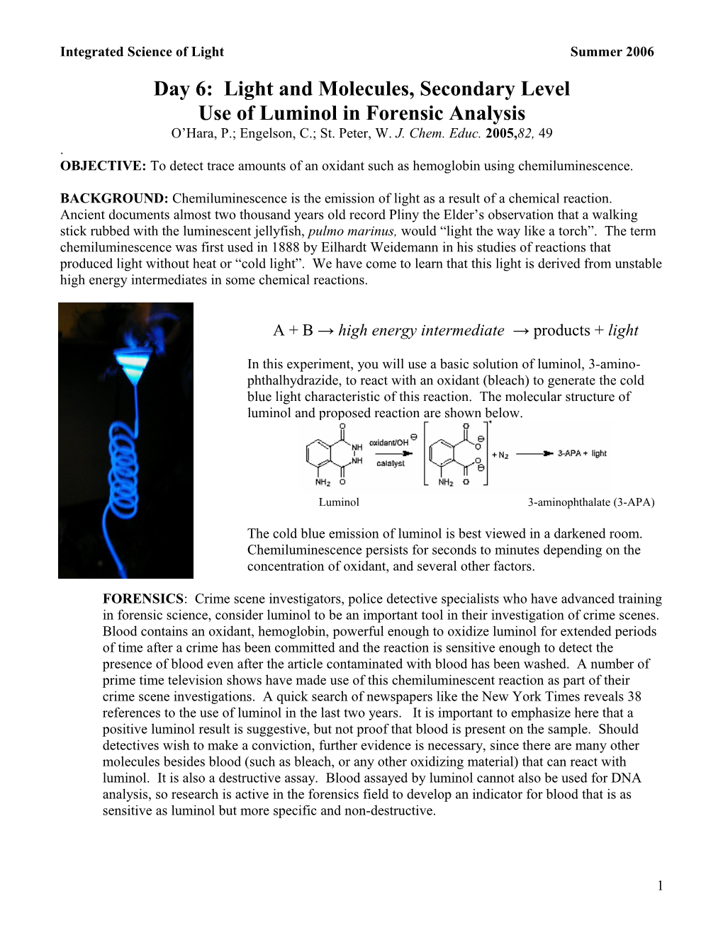 Integrated Science of Light Summer 2006