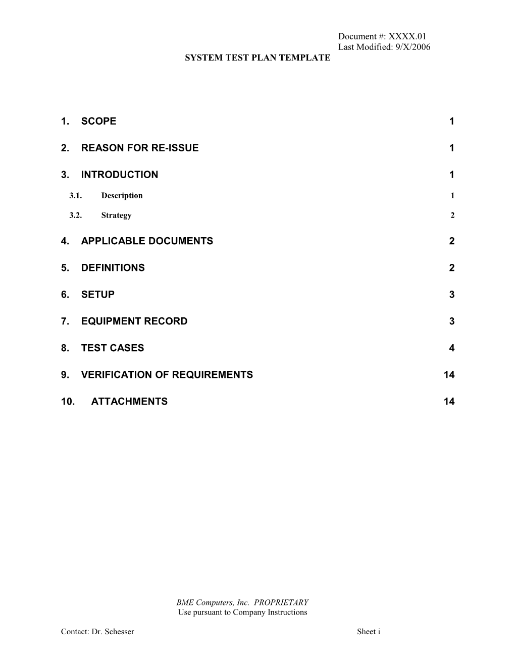 System Test Plan Template