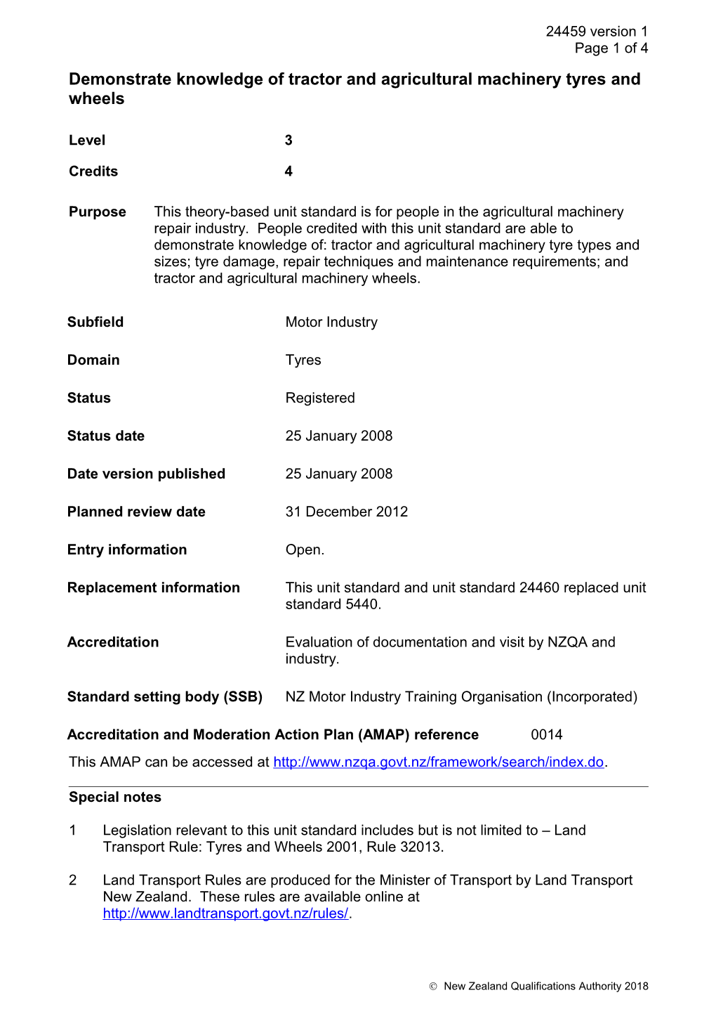 24459 Demonstrate Knowledge of Tractor and Agricultural Machinery Tyres and Wheels