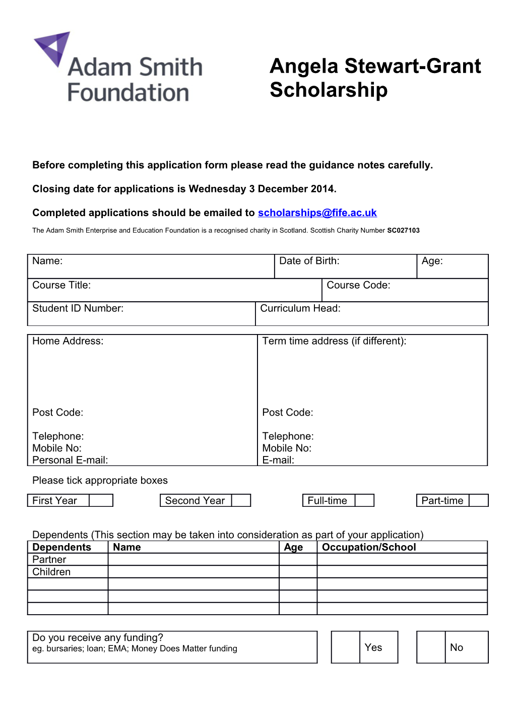 ASG Application Form 2012 13