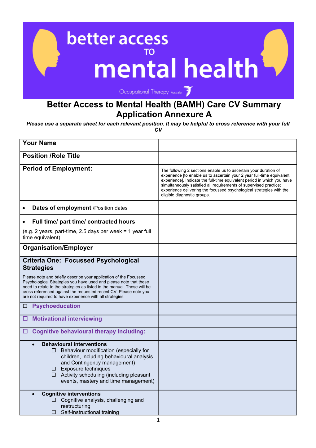 Better Access to Mental Health Care Application