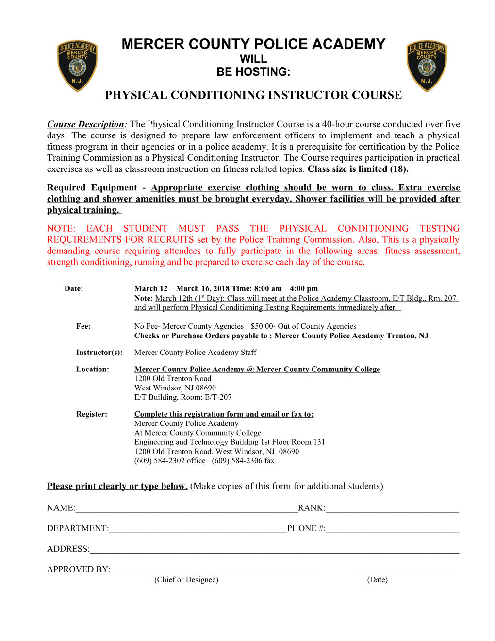 Physical Conditioning Instructor Course