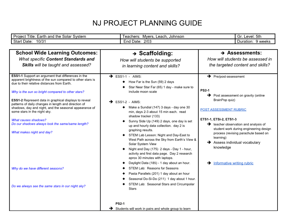 Nj Project Planning Guide