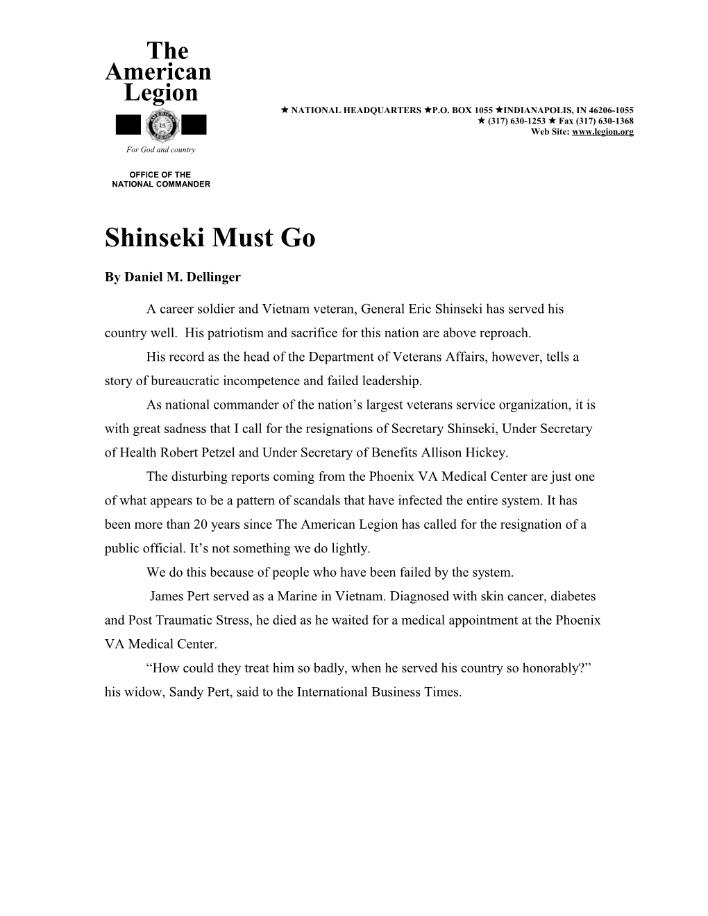 Shinseki Must Go