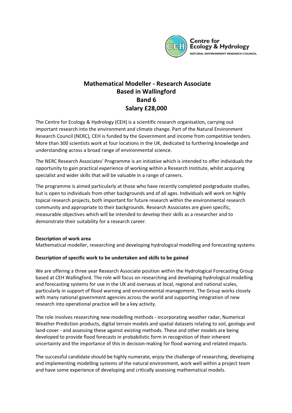 Mathematical Modeller - Research Associate