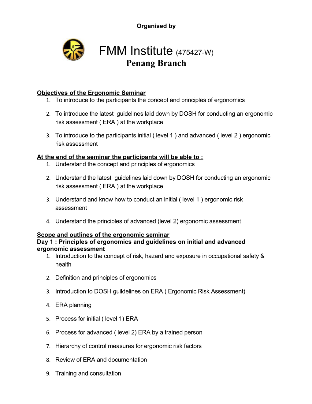 Fmm Training Programme s1