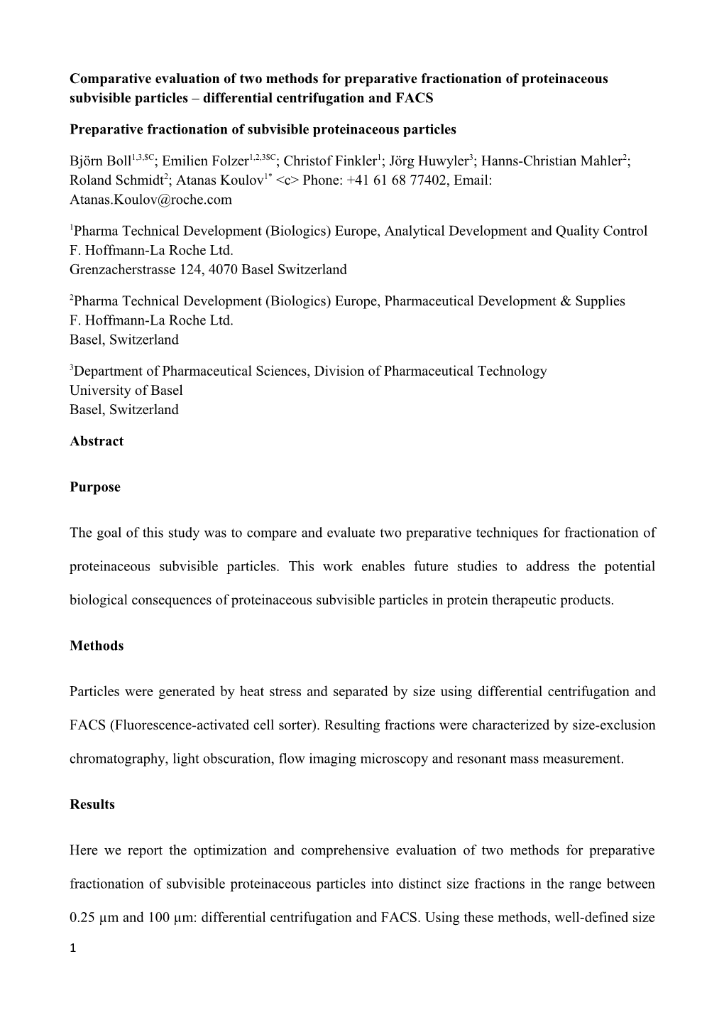 Preparative Fractionation of Subvisible Proteinaceous Particles