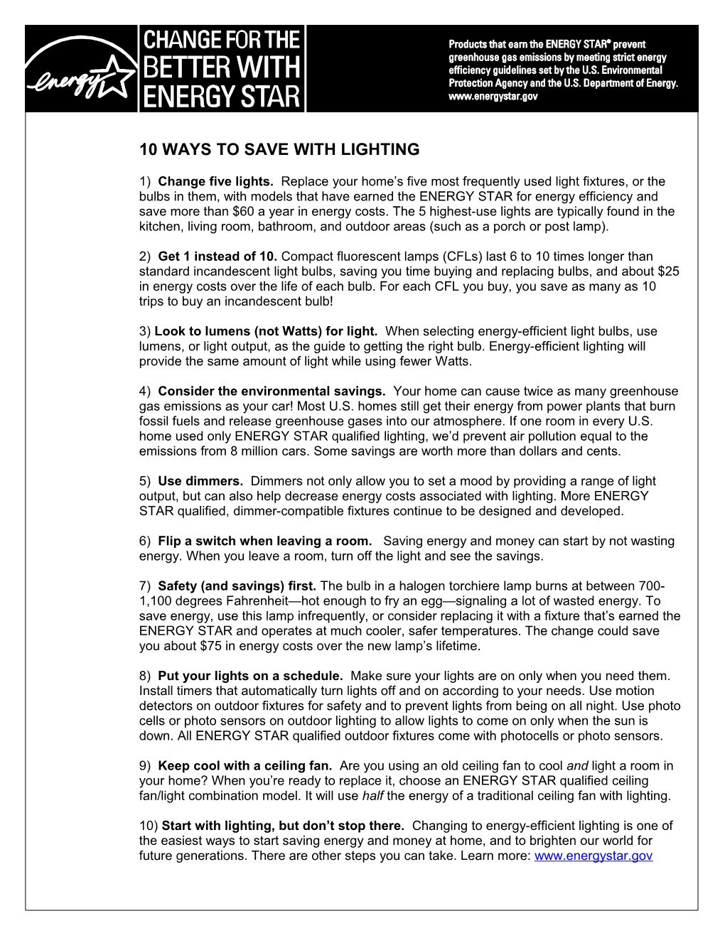 10 Ways to Save with Lighting
