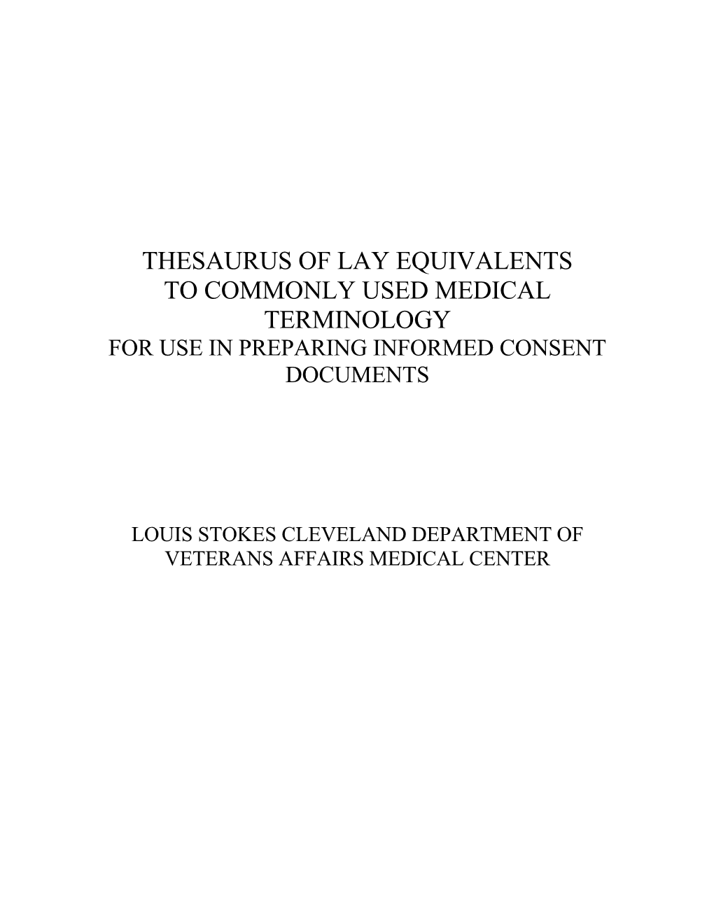 Thesaurus of Lay Equivalents