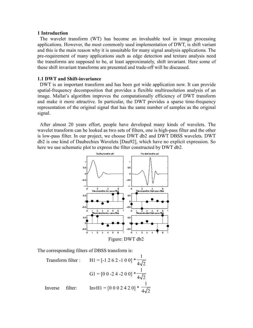 1.1 DWT and Shift-Invariance