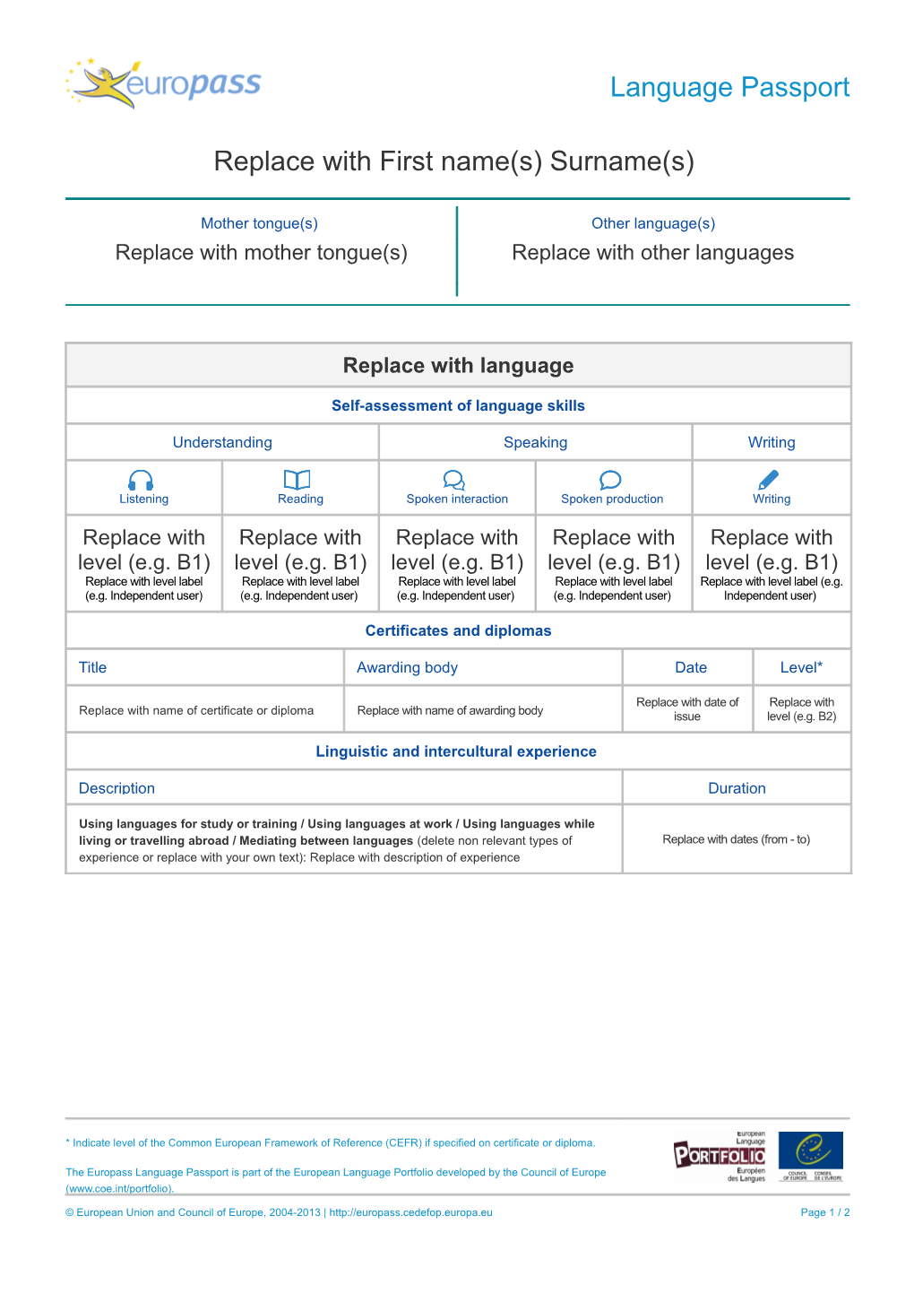 Common European Framework of Reference for Languages - Self-Assessment Grid