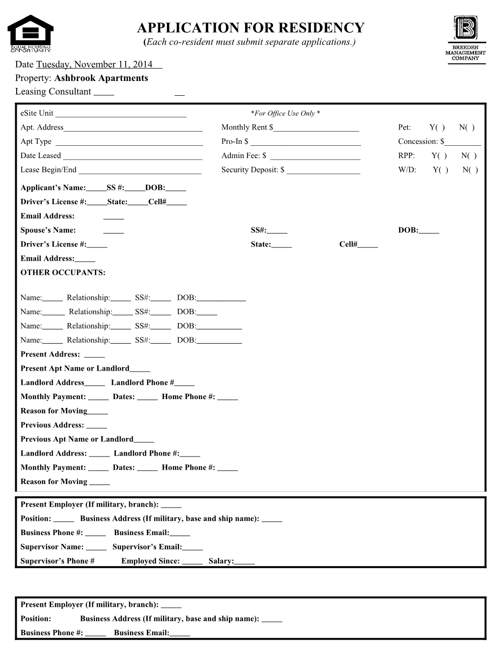 Each Co-Resident Must Submit Separate Applications.