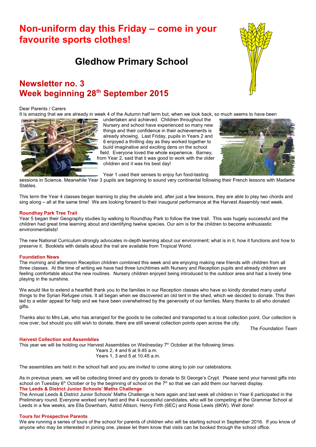 Gledhow Primary School Newsletter