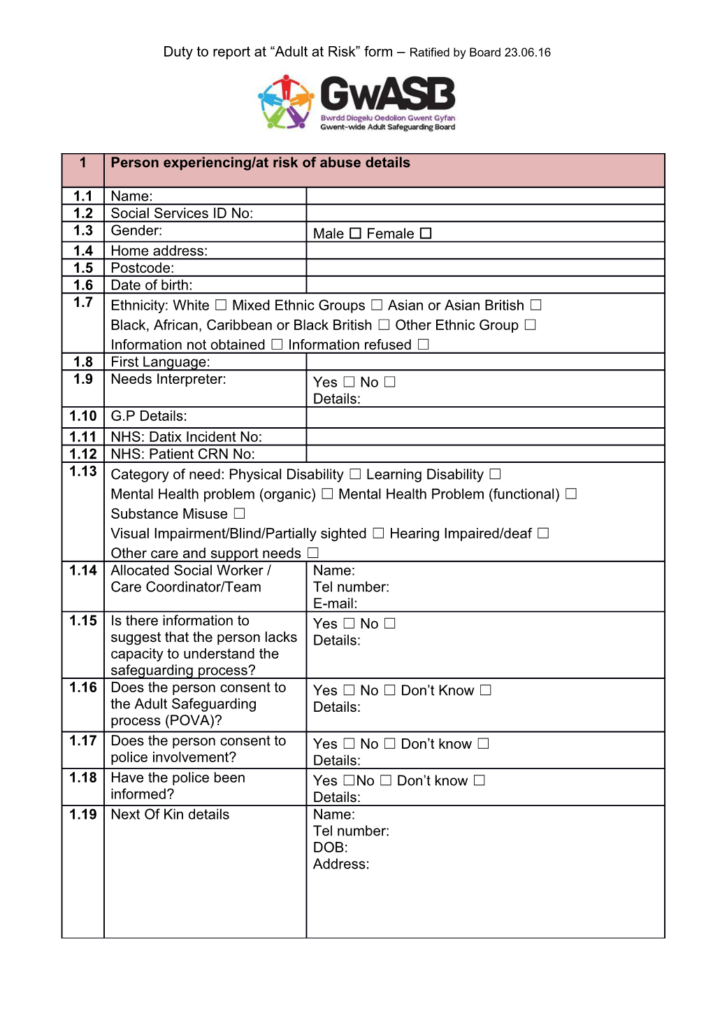 Duty to Report Referral Form V5 Paper Version