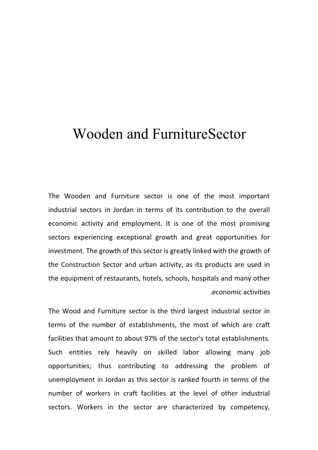 Wooden and Furnituresector