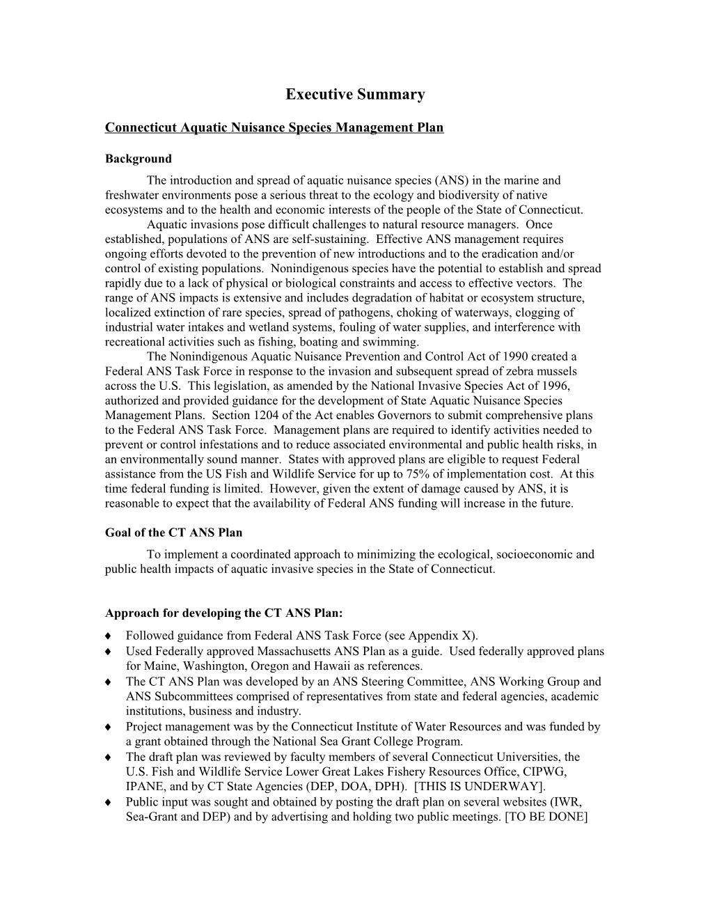 Connecticut Aquatic Nuisance Species Management Plan