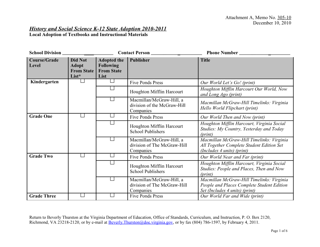 Science K-12 State Adoption 2004-2010